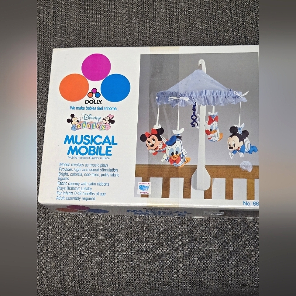Vintage 80's Disney Babies Musical Crib Mobile Whimsical Nursery Disneycore